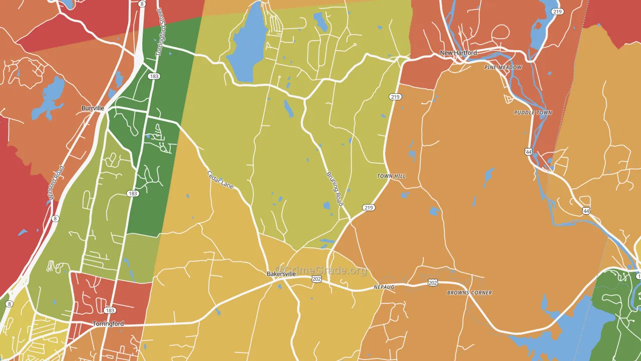 New Hartford, CT Map of Arson Rates
