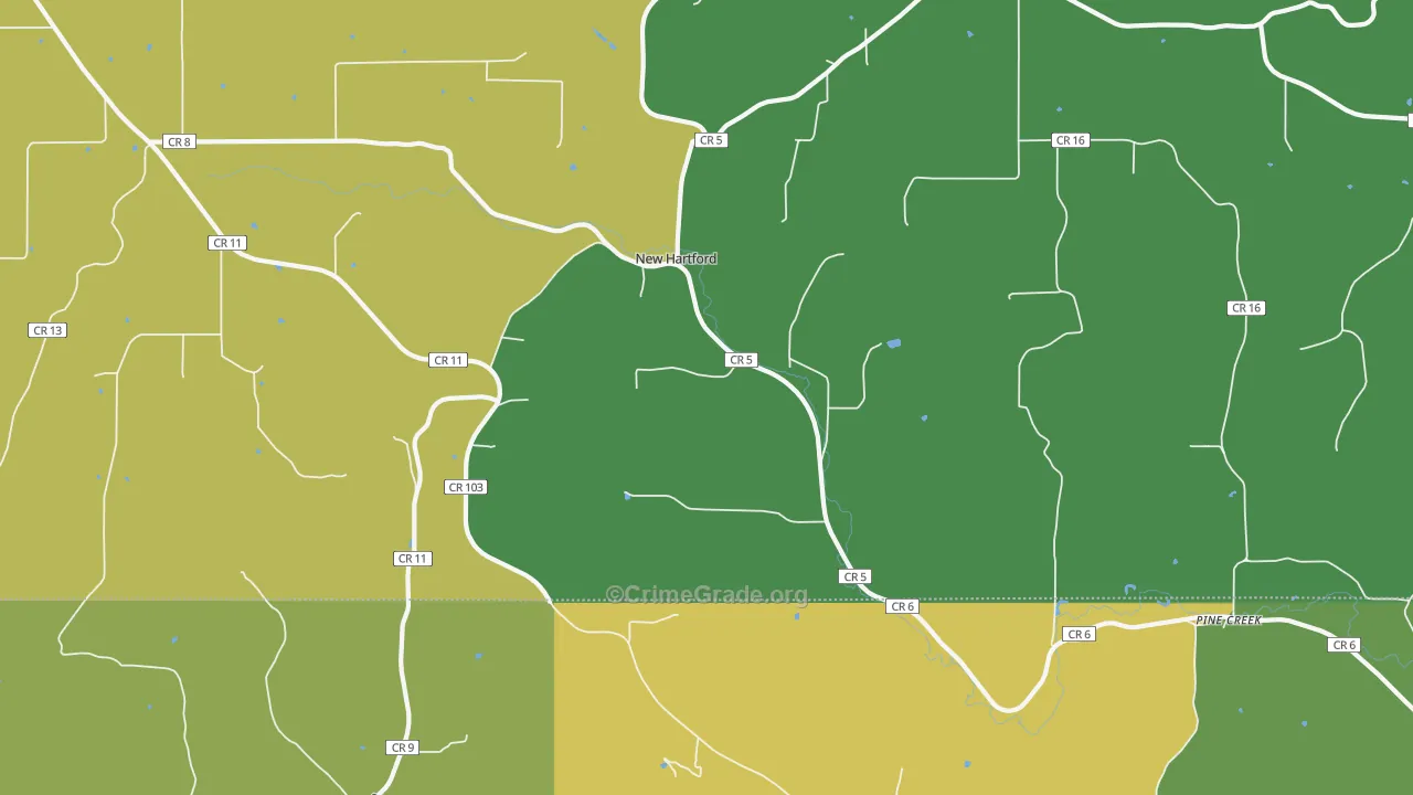 New Hartford, MN Map of Arson Rates