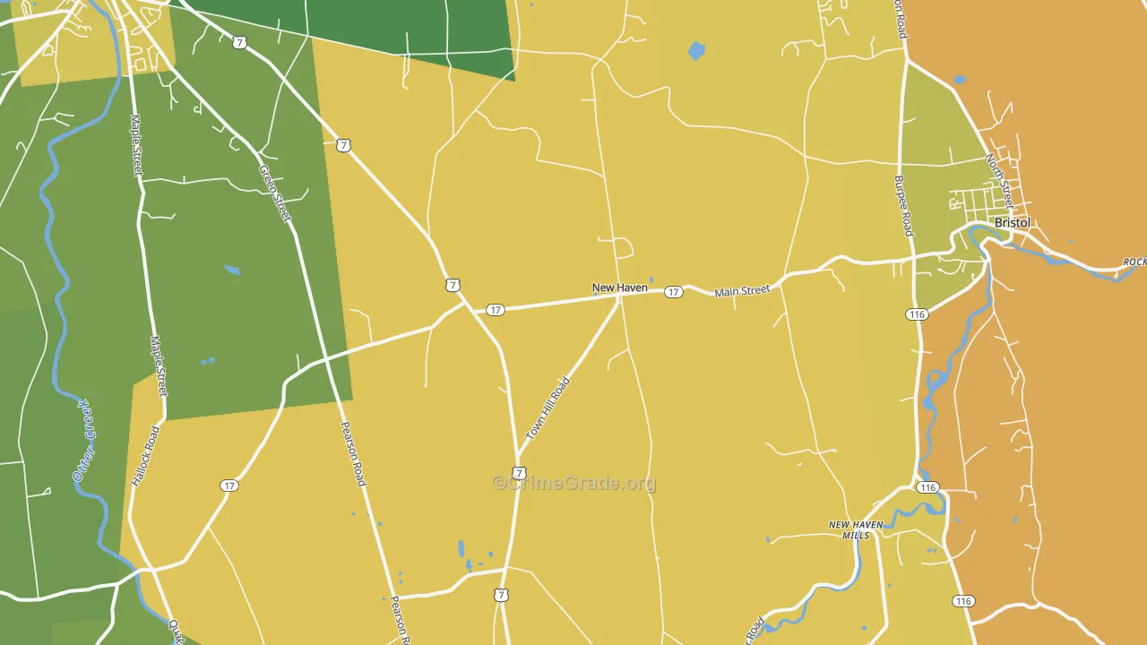 New Haven, VT Map of Arson Rates