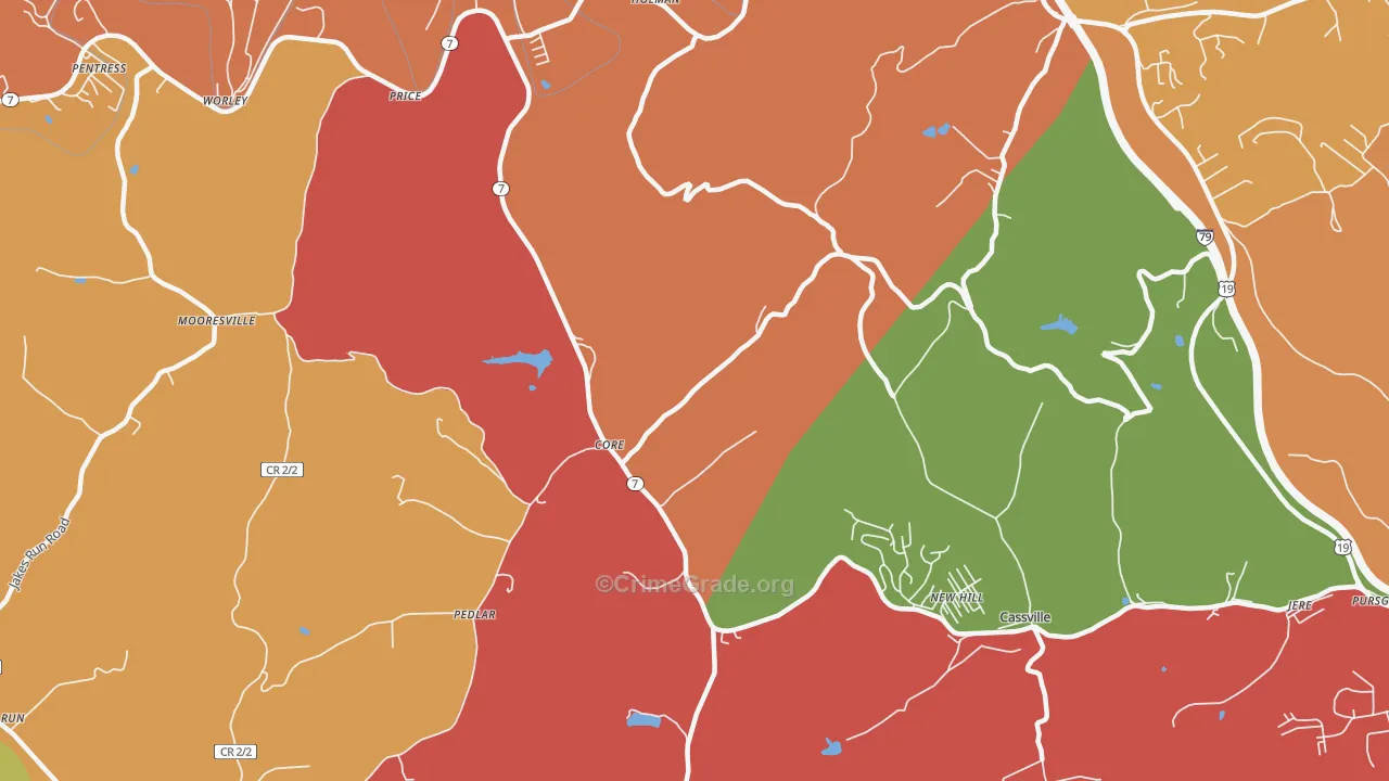 New Hill, WV Map of Arson Rates