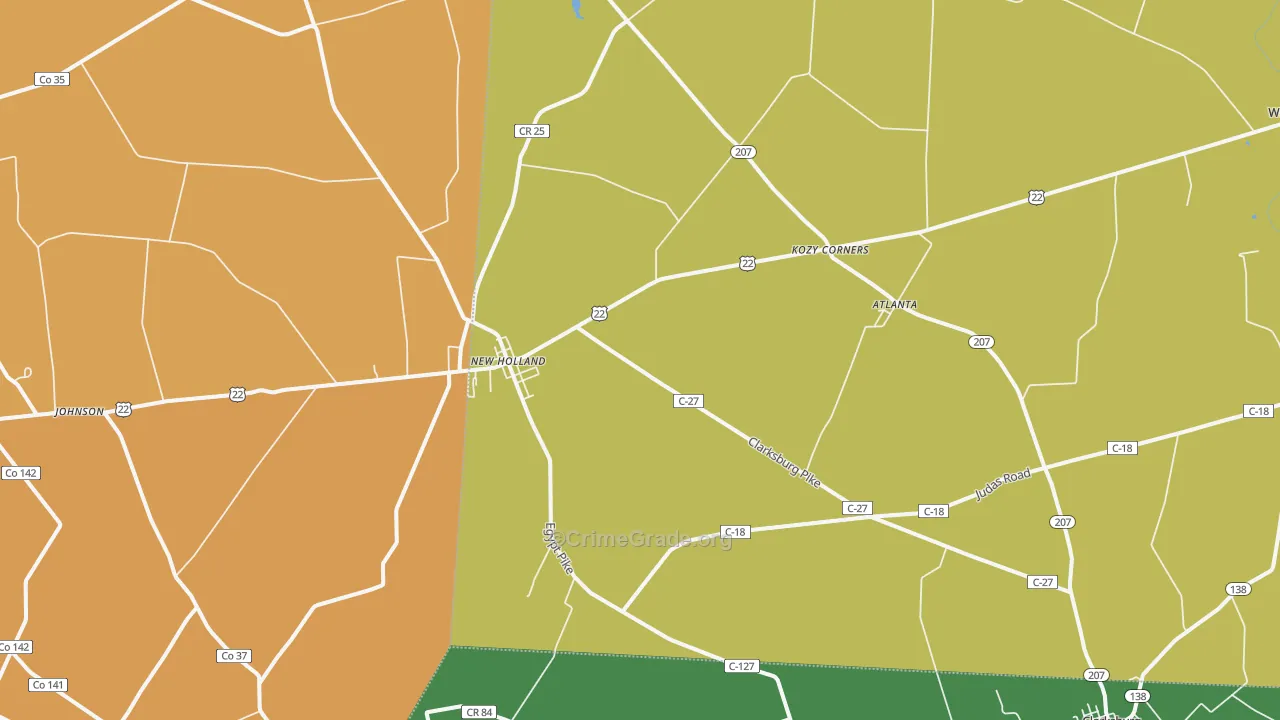 New Holland, OH Map of Arson Rates