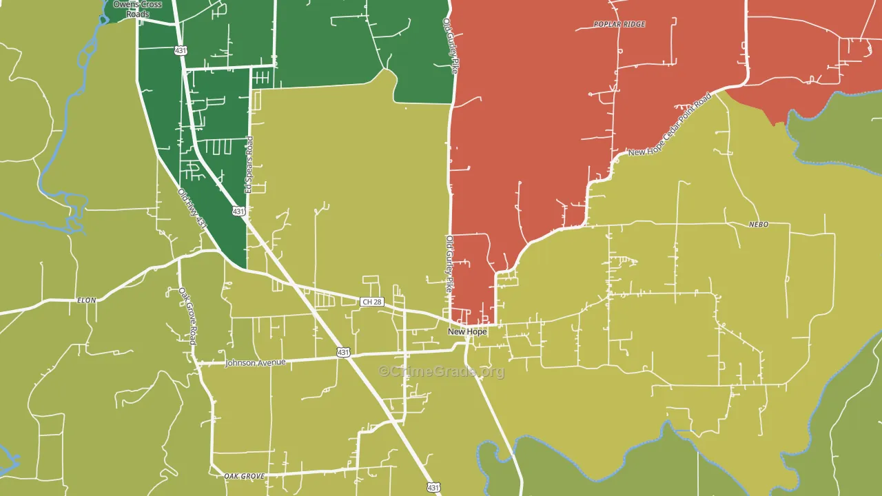 New Hope, AL Map of Arson Rates