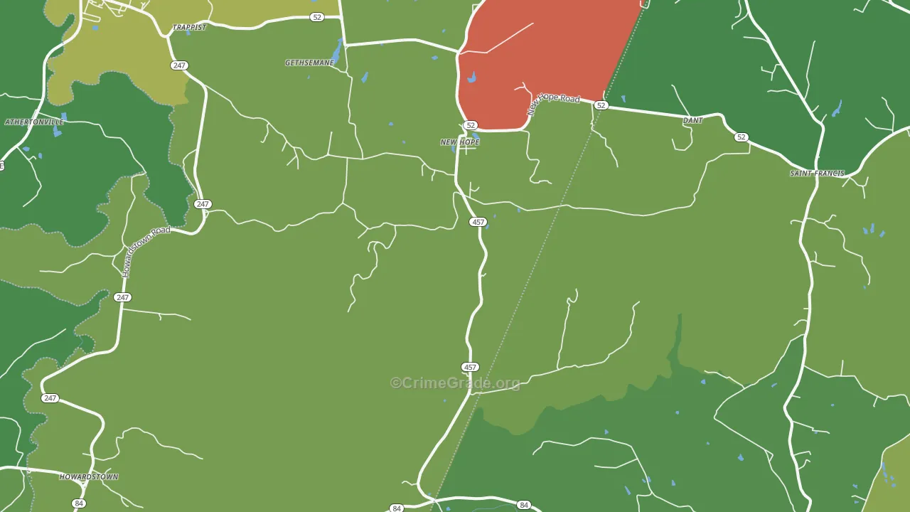 New Hope, KY Map of Arson Rates