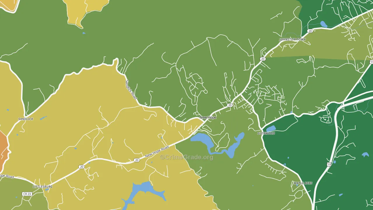 New Hope, WV Map of Arson Rates
