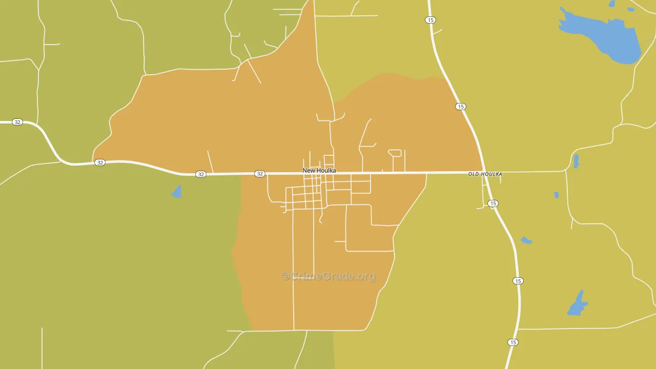 New Houlka, MS Map of Arson Rates