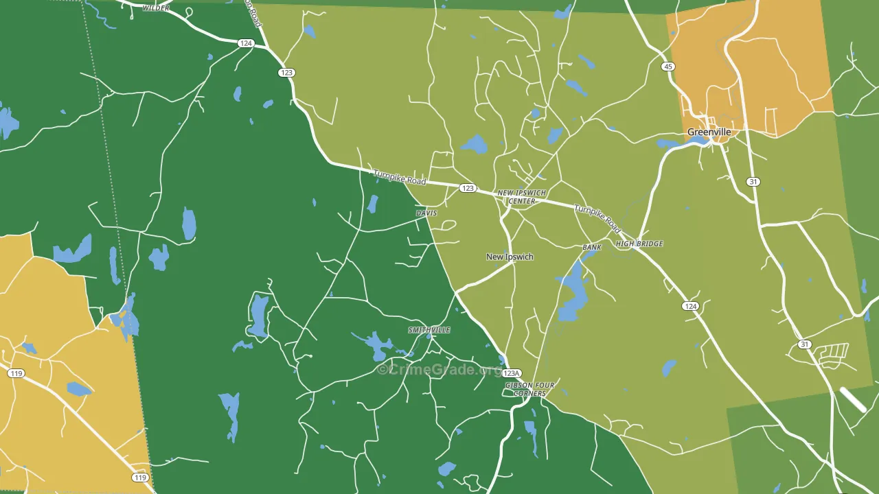 New Ipswich, NH Map of Arson Rates