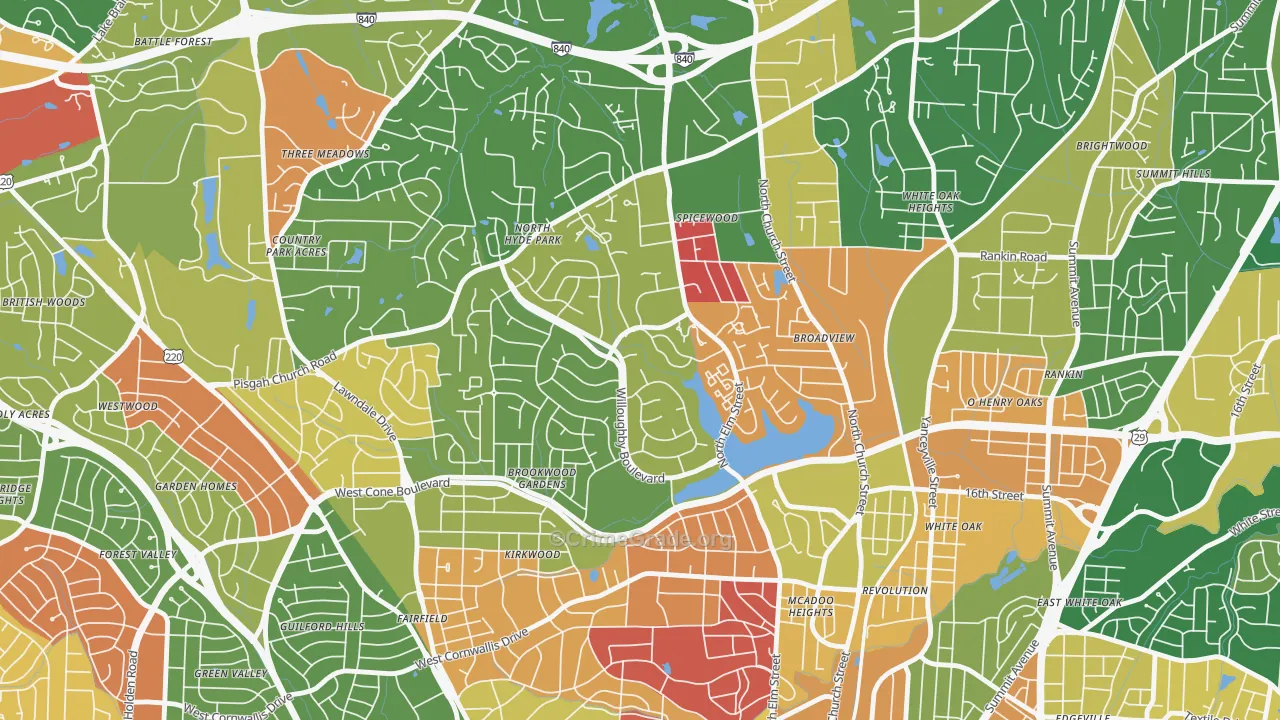 New Irving Park, Greensboro, NC Map of Arson Rates