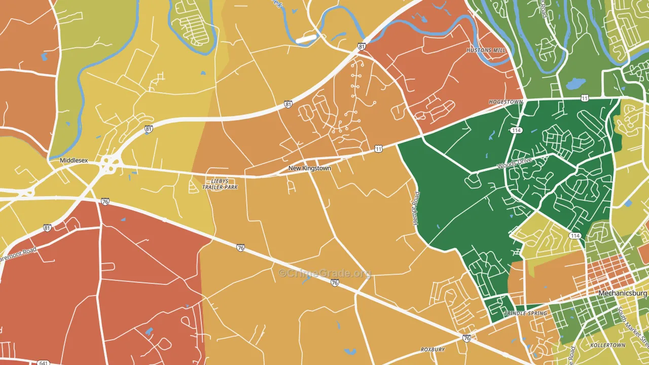 New Kingstown, PA Map of Arson Rates