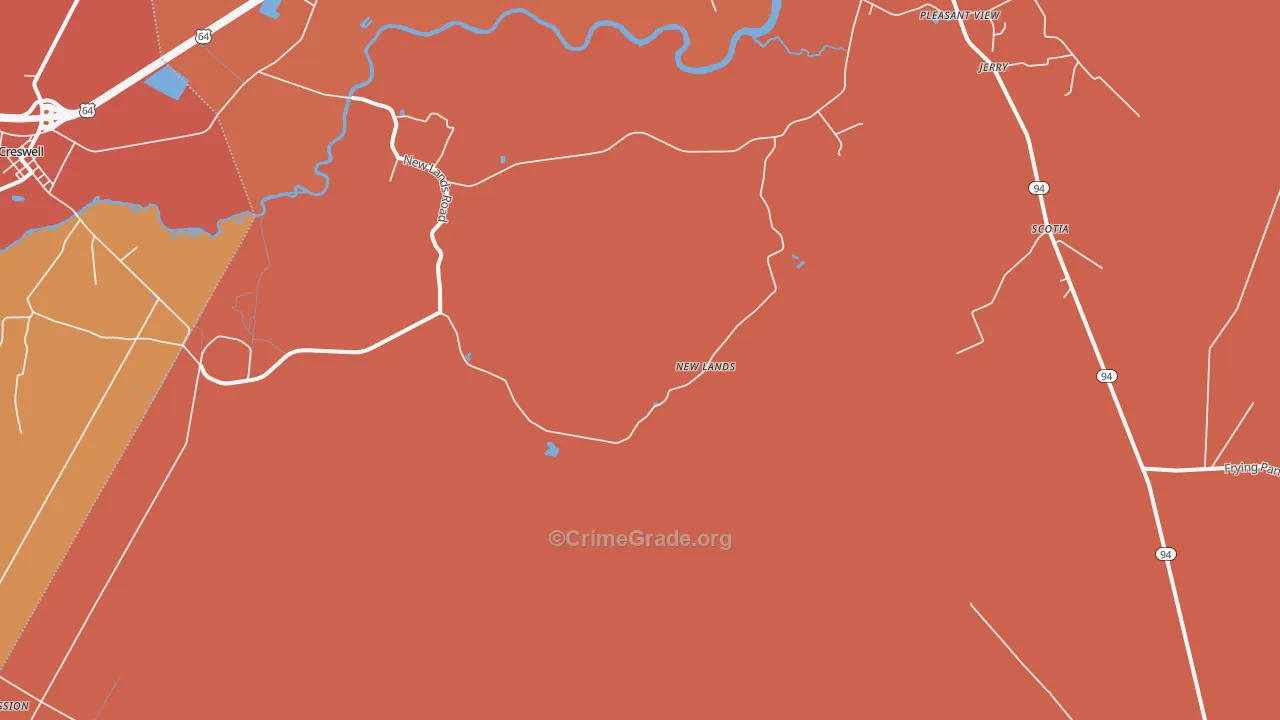 New Lands, NC Map of Arson Rates