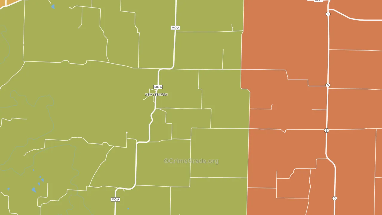 New Lebanon, MO Map of Arson Rates