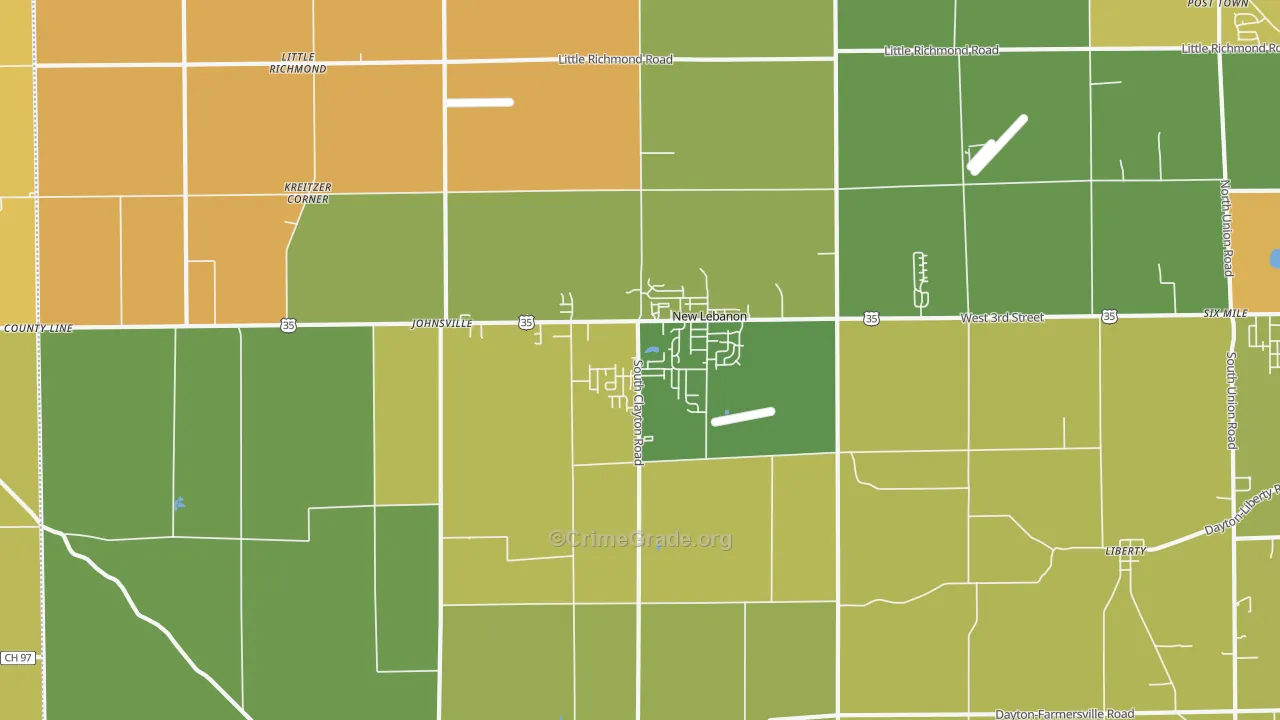New Lebanon, OH Map of Arson Rates