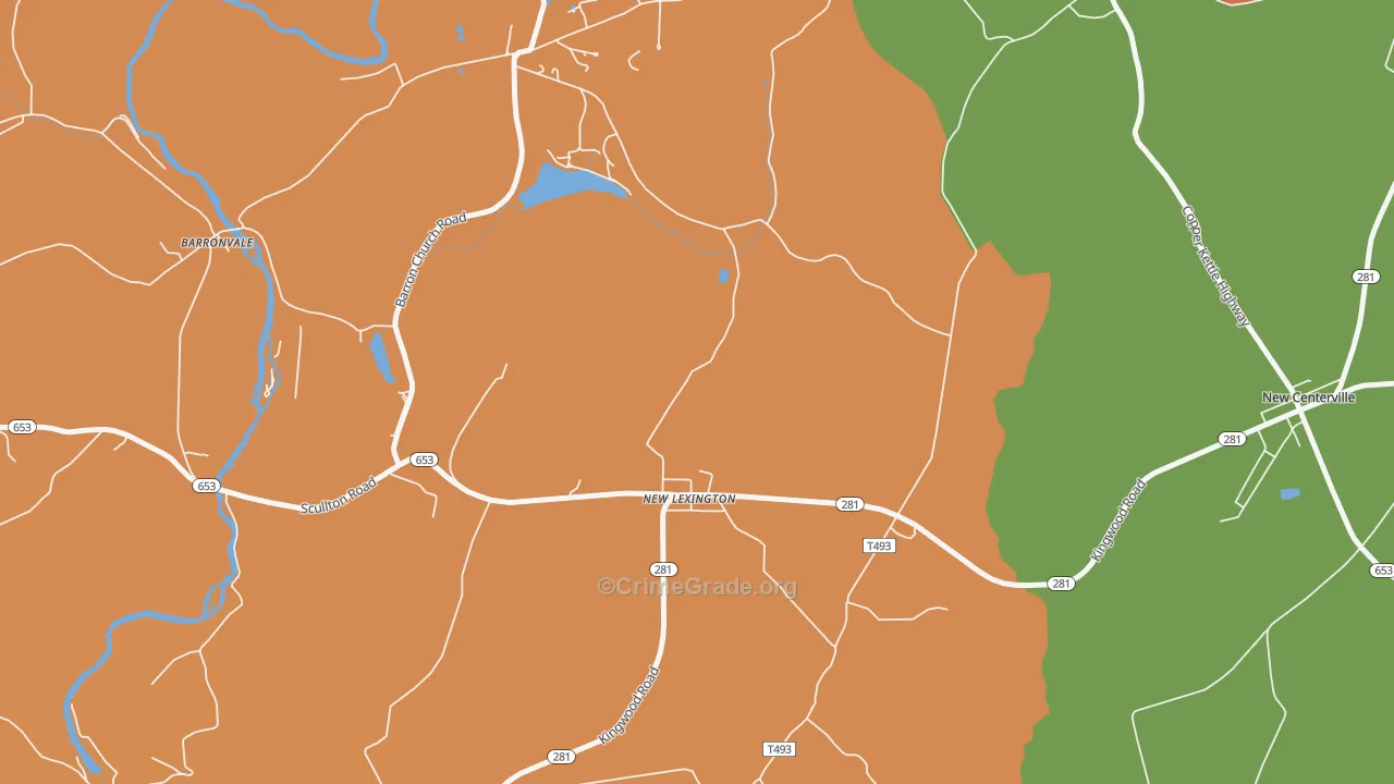 New Lexington, PA Map of Arson Rates