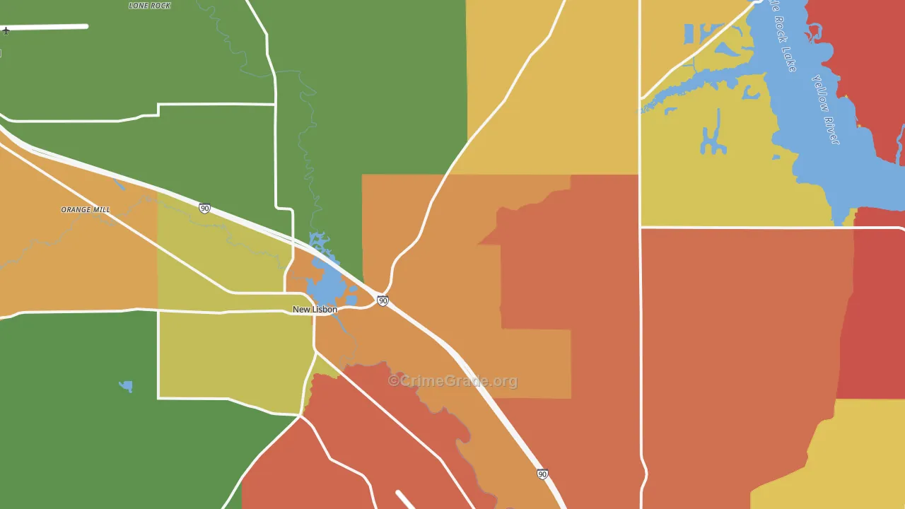 New Lisbon, WI Map of Arson Rates
