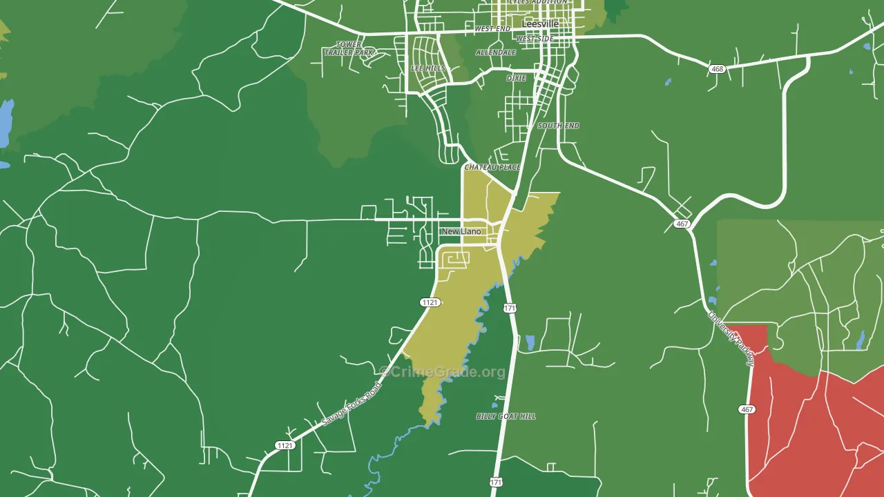 New Llano, LA Map of Arson Rates