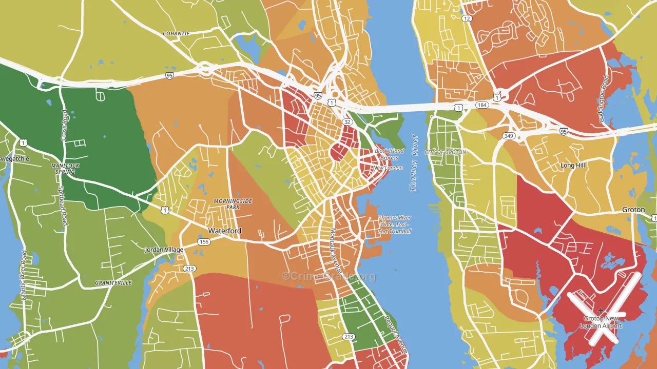 New London, CT Map of Arson Rates
