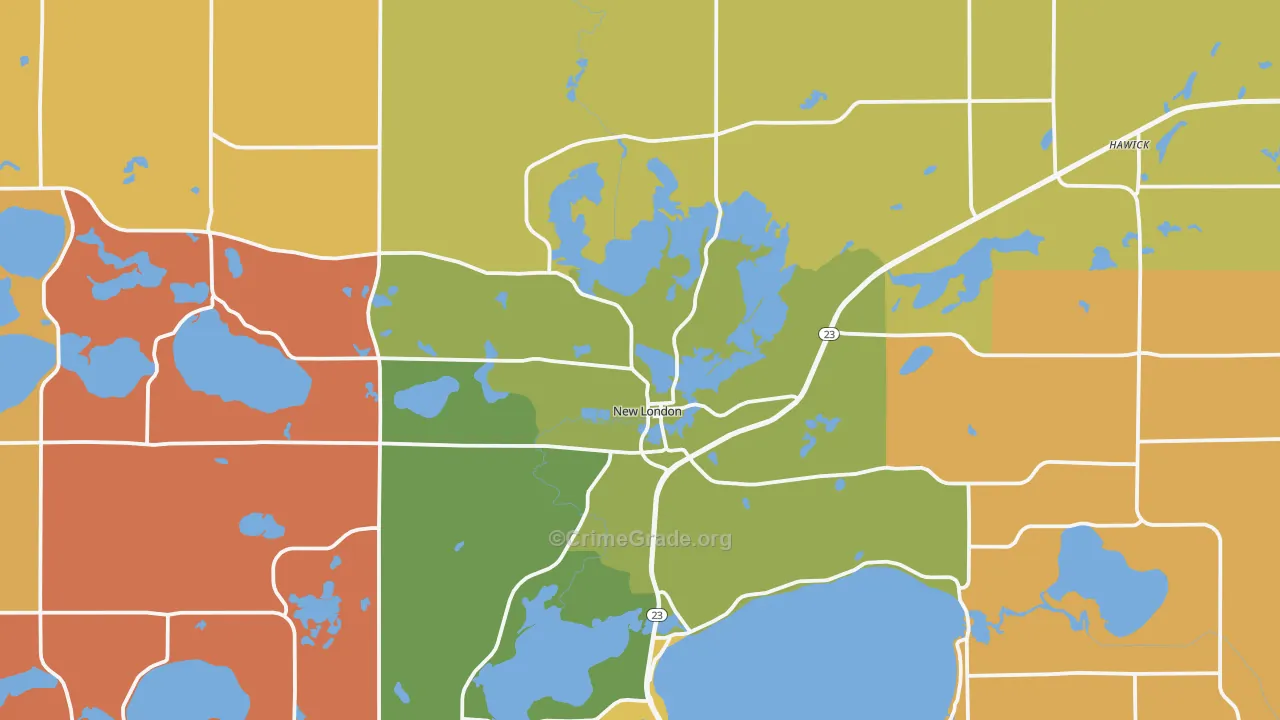 New London, MN Map of Arson Rates