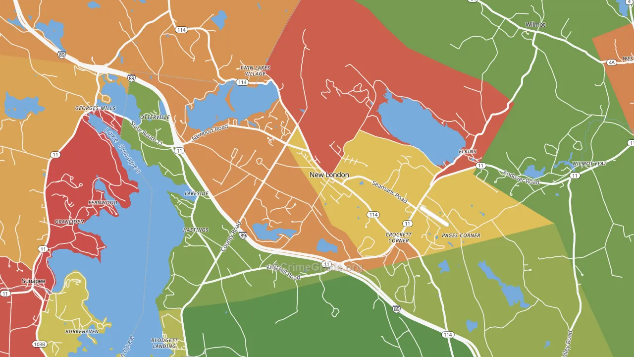 New London, NH Map of Arson Rates