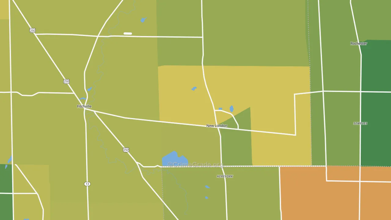 New London, OH Map of Arson Rates