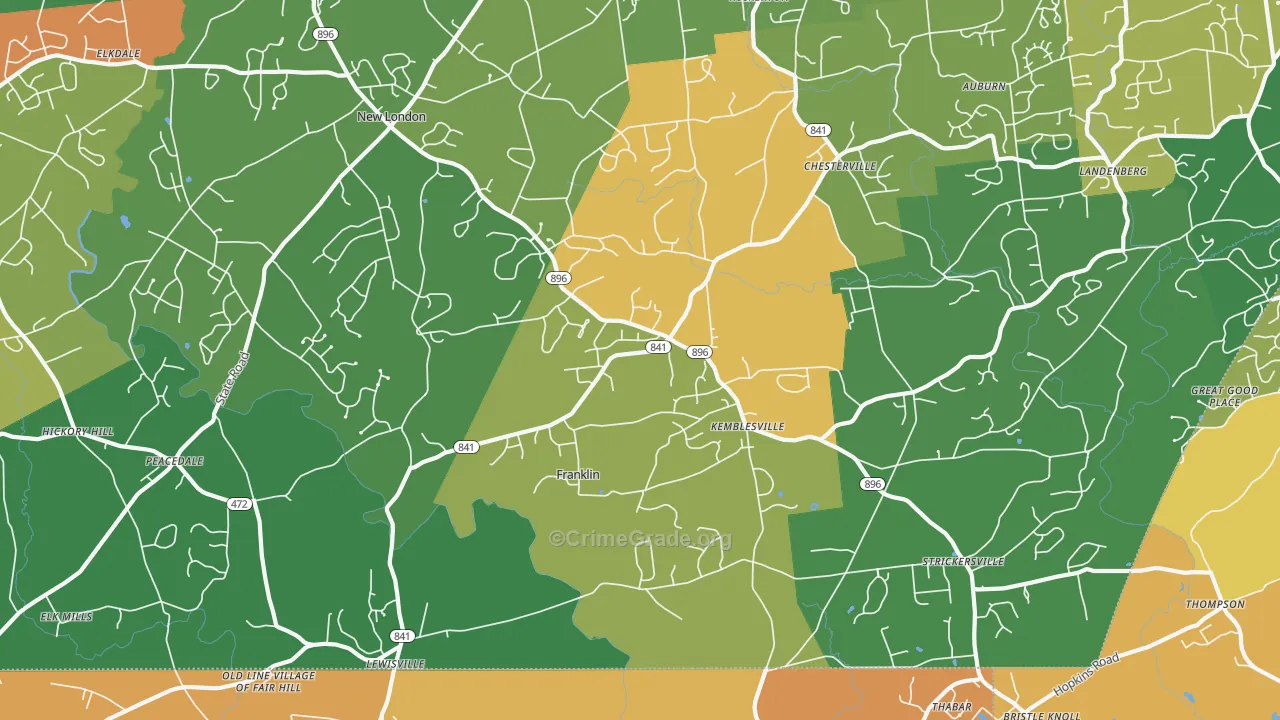 New London, PA Map of Arson Rates