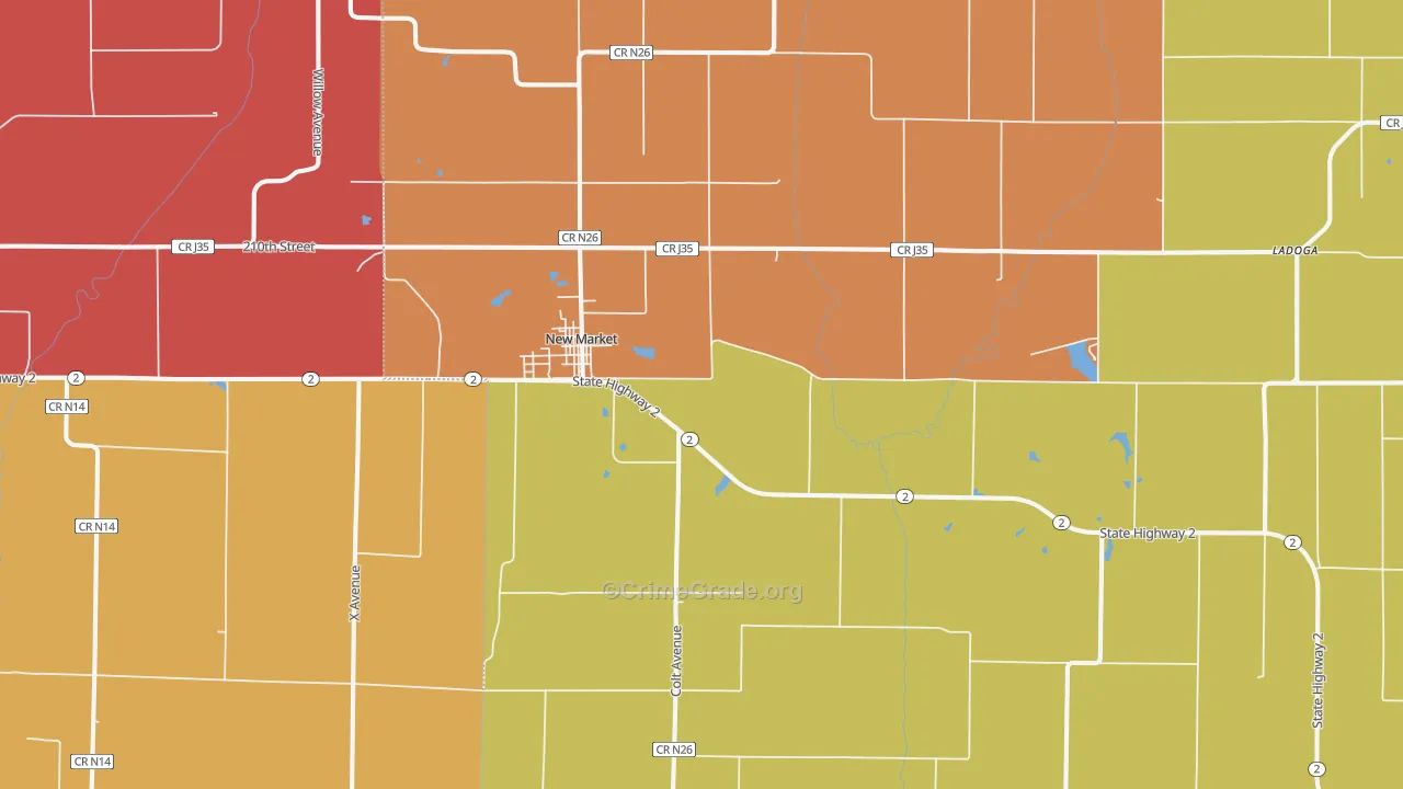 New Market, IA Map of Arson Rates