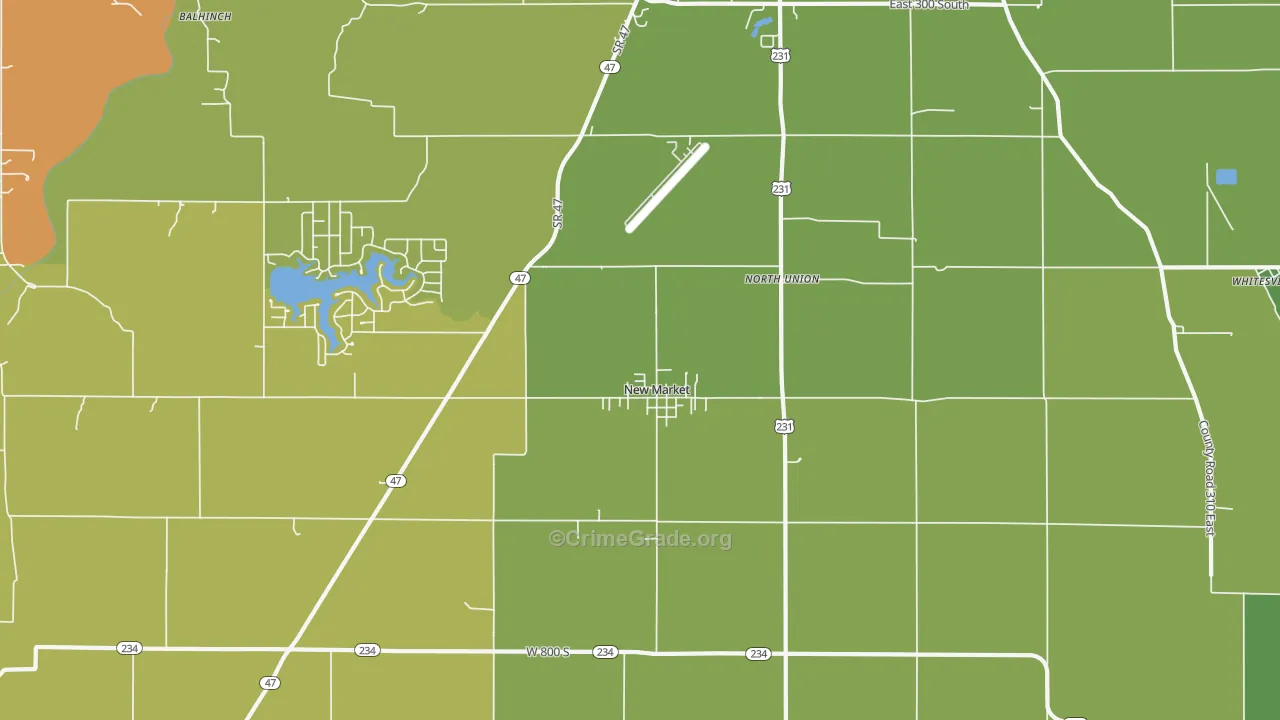 New Market, IN Map of Arson Rates