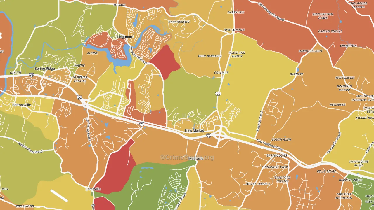 New Market, MD Map of Arson Rates