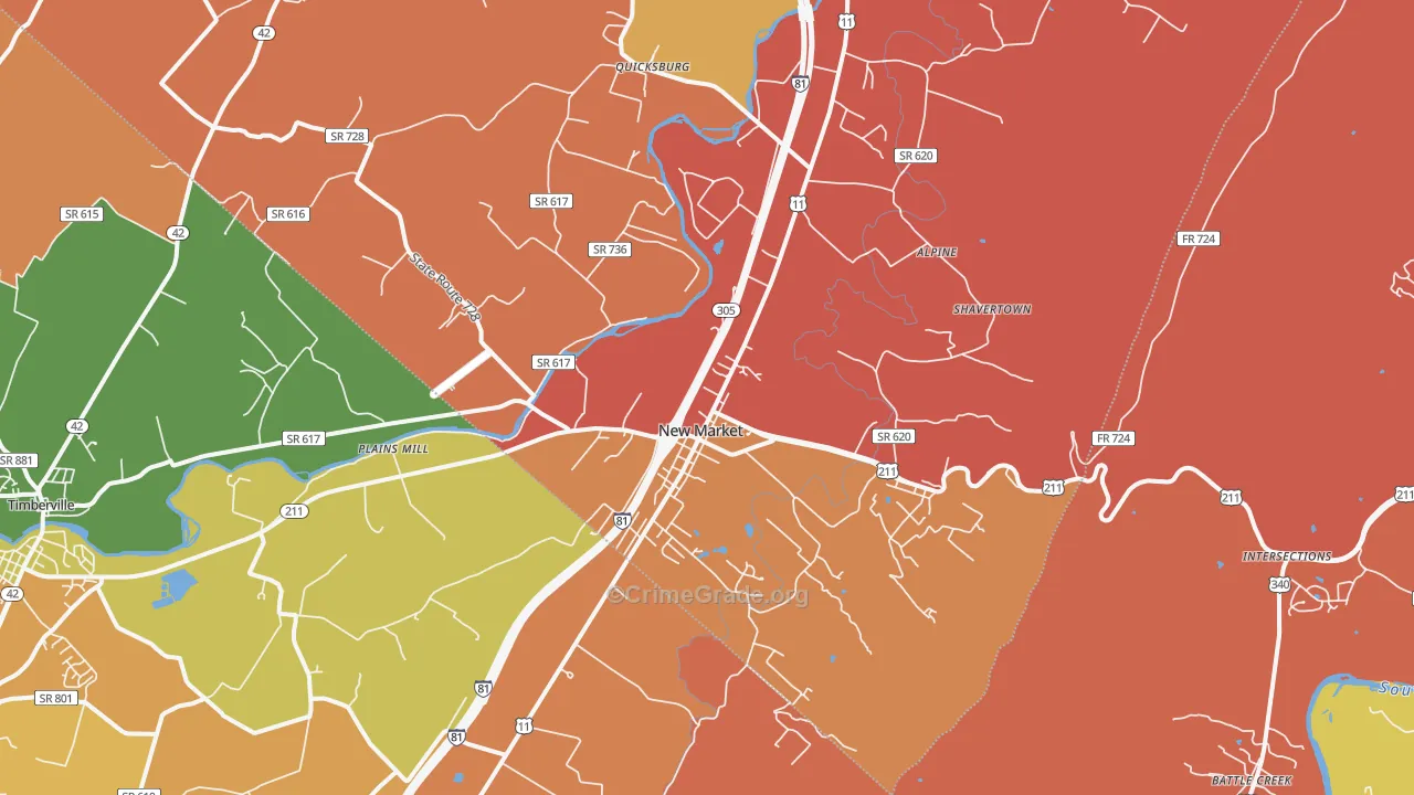 New Market, VA Map of Arson Rates