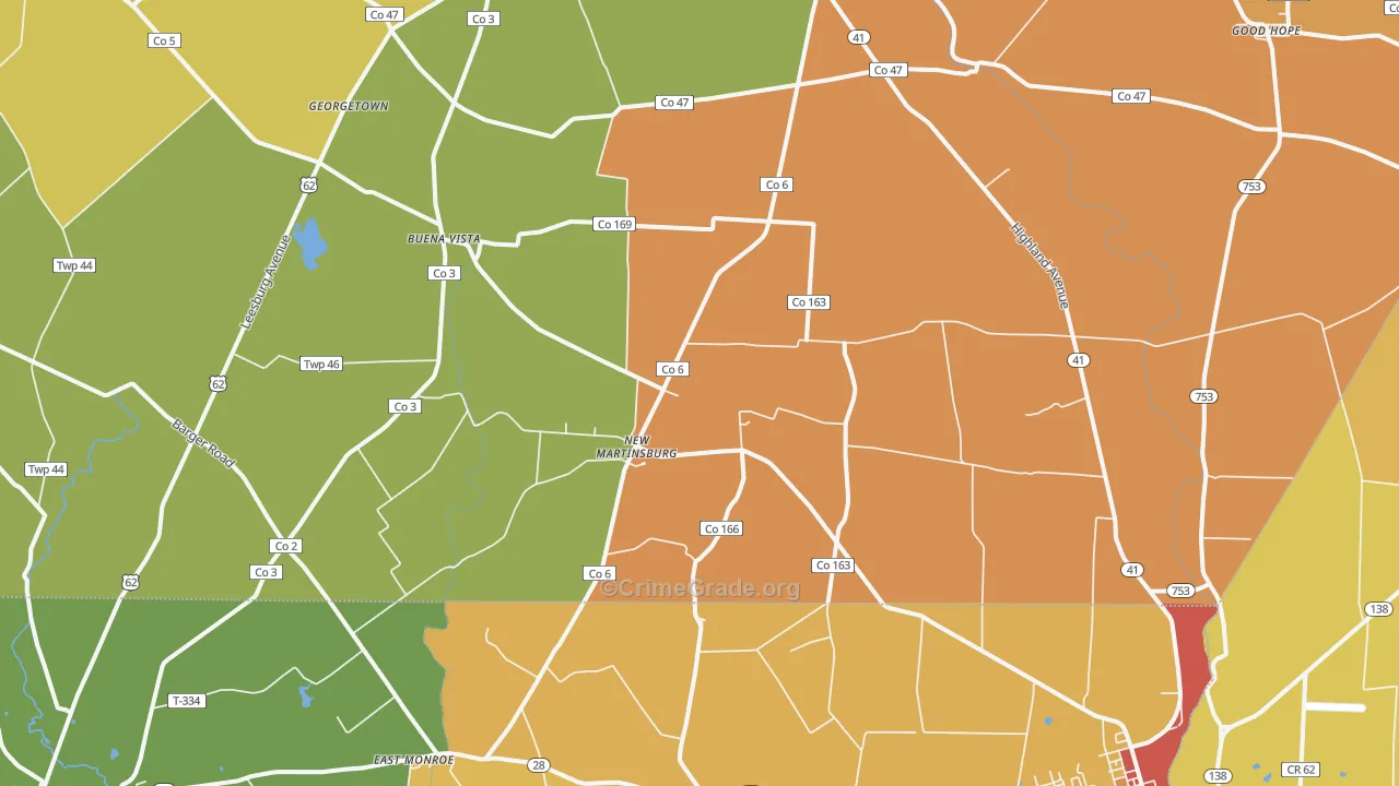 New Martinsburg, OH Map of Arson Rates