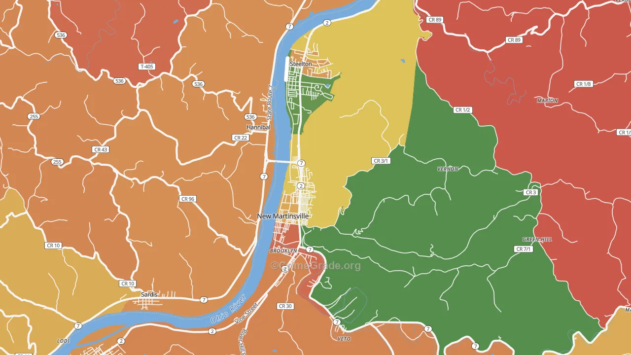New Martinsville, WV Map of Arson Rates