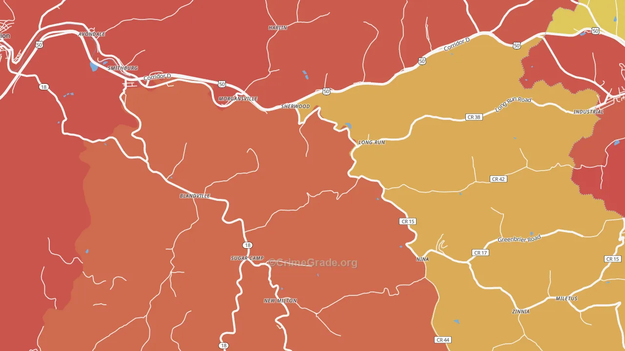 New Milton, WV Map of Arson Rates