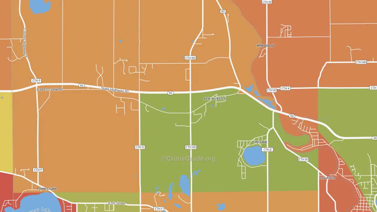 New Munster, WI Map of Arson Rates