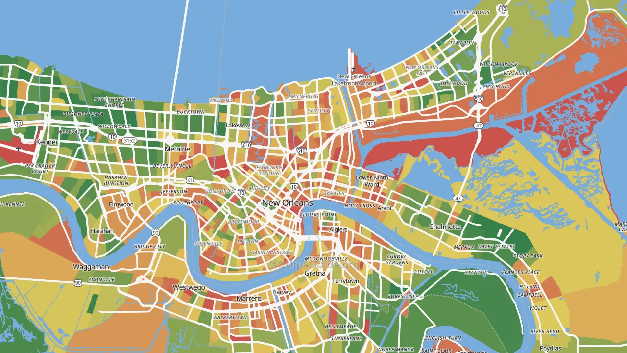 New Orleans, LA Map of Arson Rates