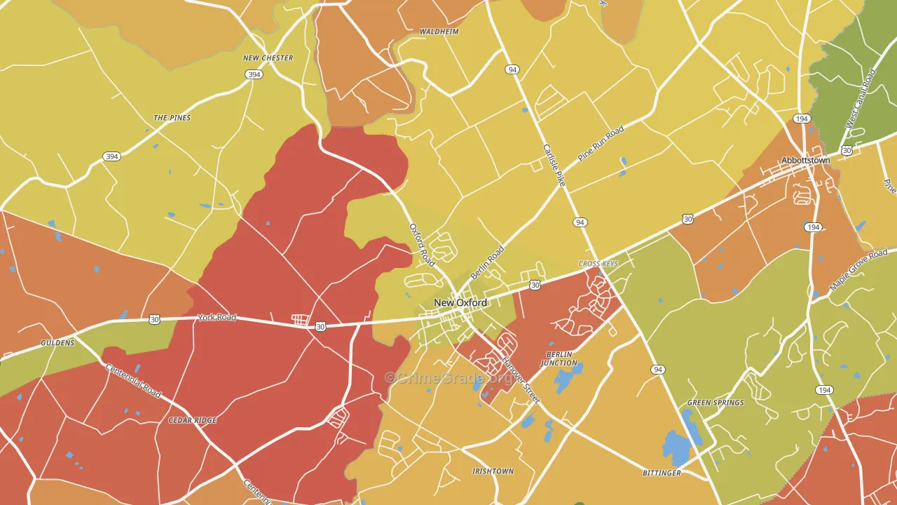 New Oxford, PA Map of Arson Rates