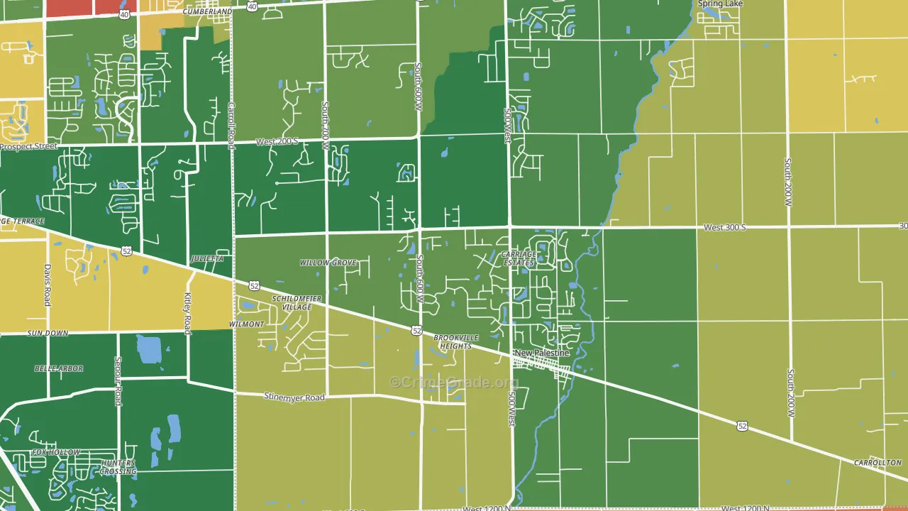 New Palestine, IN Map of Arson Rates