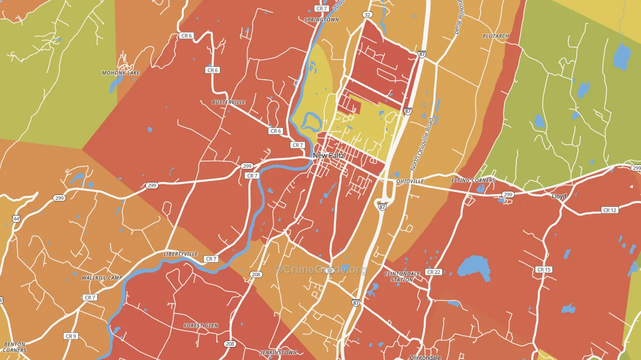 New Paltz, NY Map of Arson Rates