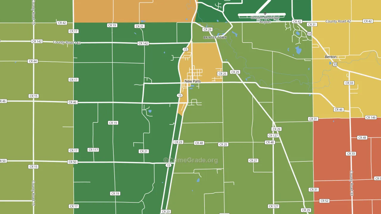 New Paris, IN Map of Arson Rates