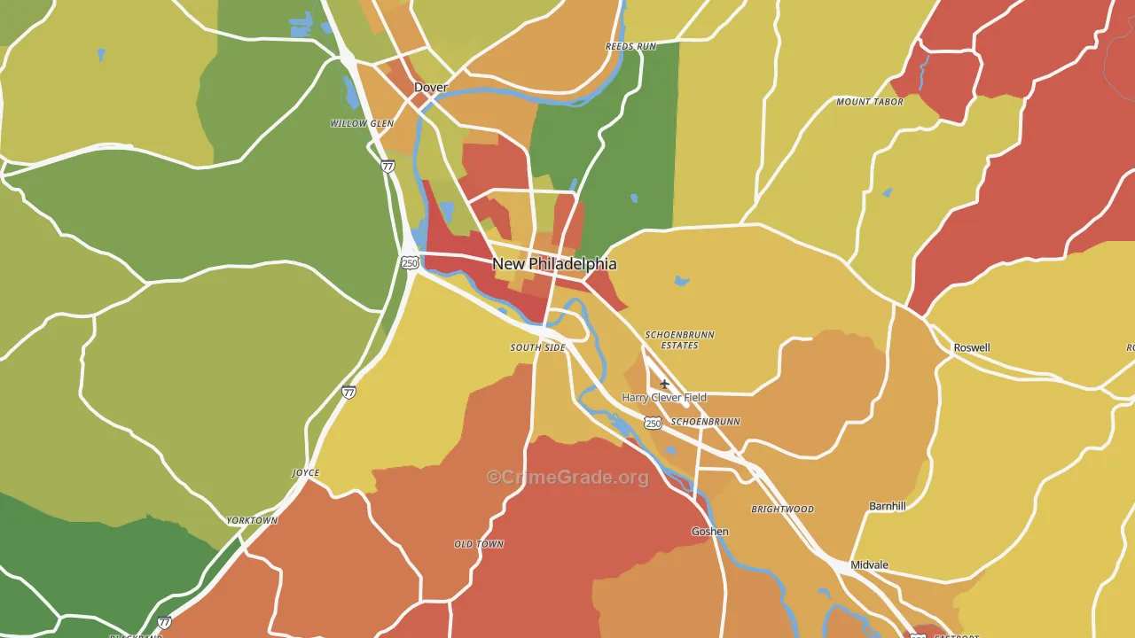 New Philadelphia, OH Map of Arson Rates