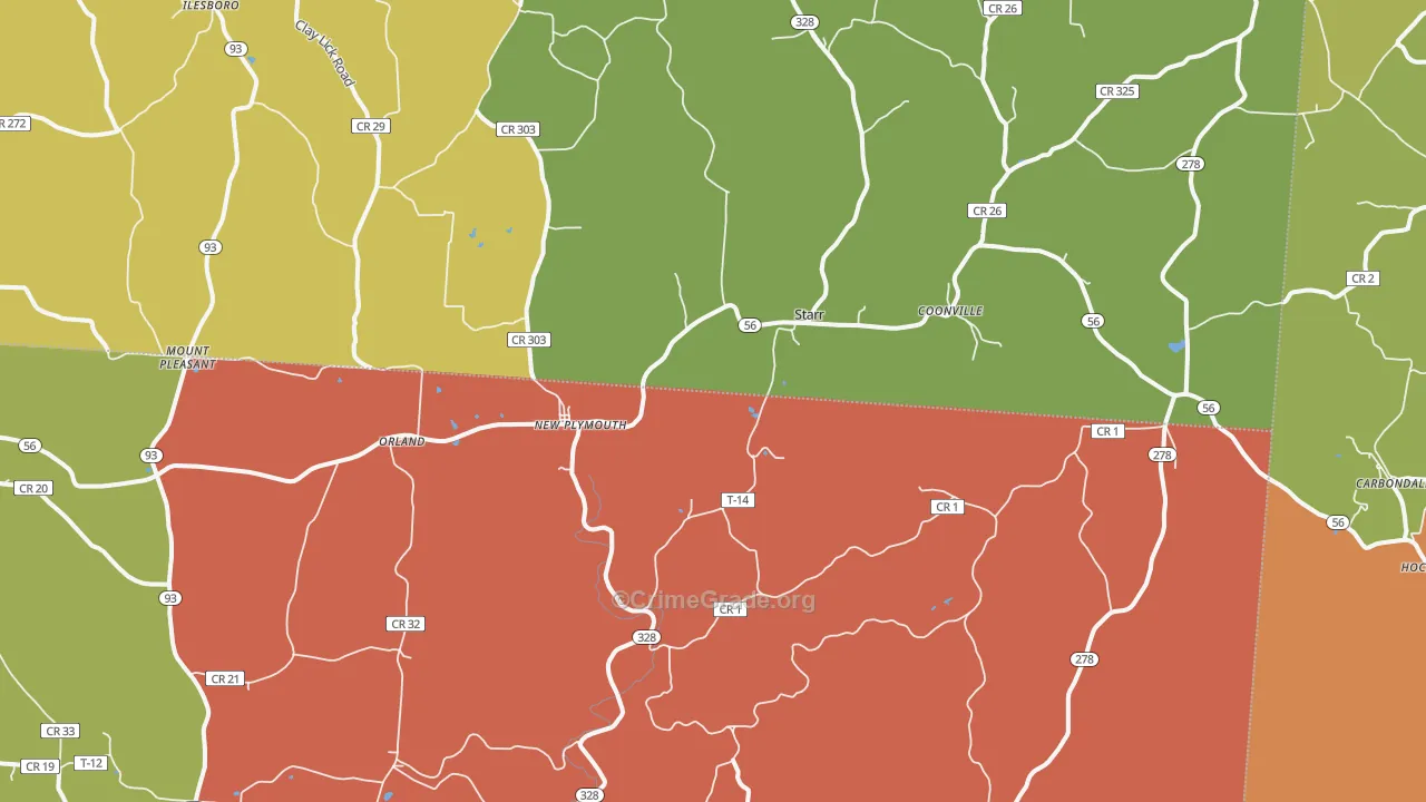 New Plymouth, OH Map of Arson Rates