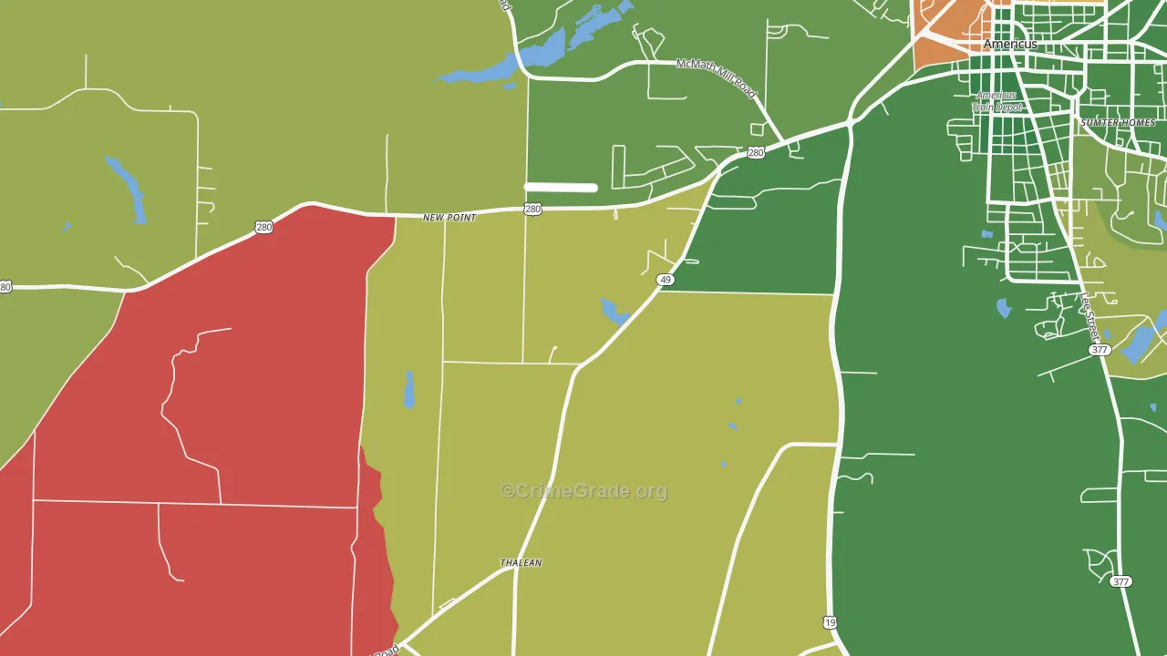 New Point, GA Map of Arson Rates