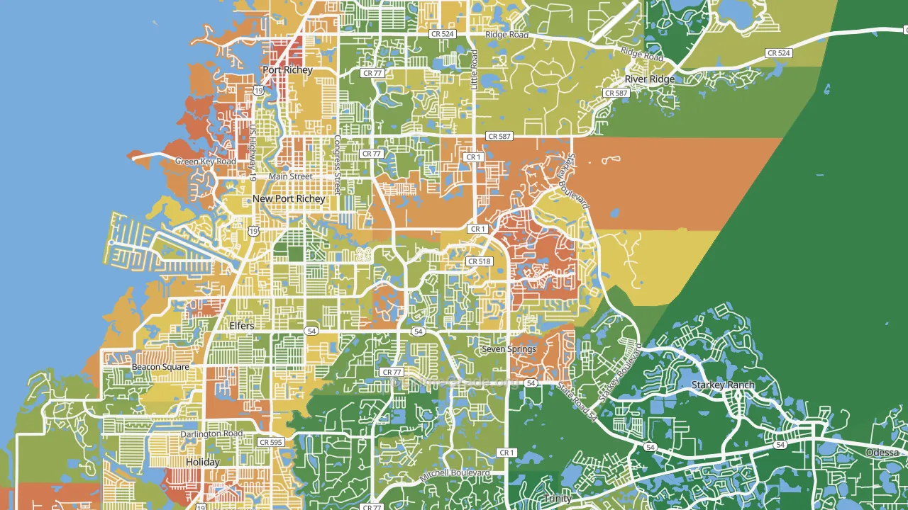 New Port Richey, FL Map of Arson Rates
