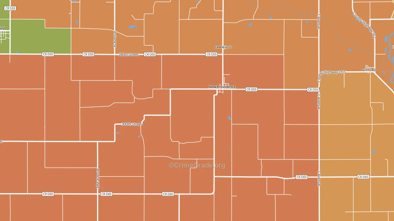 New Providence, IA Map of Arson Rates