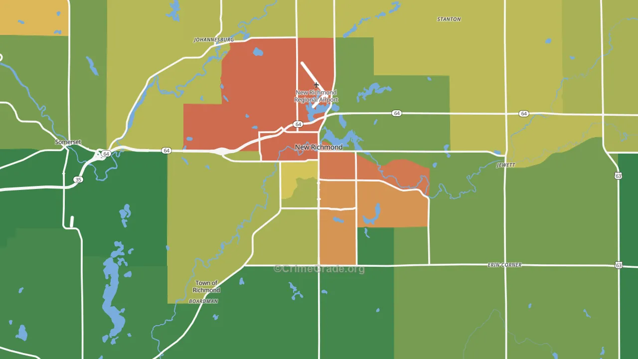 New Richmond, WI Map of Arson Rates