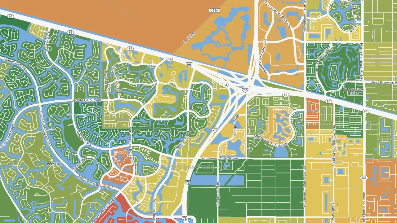 New River Estates, Sunrise, FL Map of Arson Rates