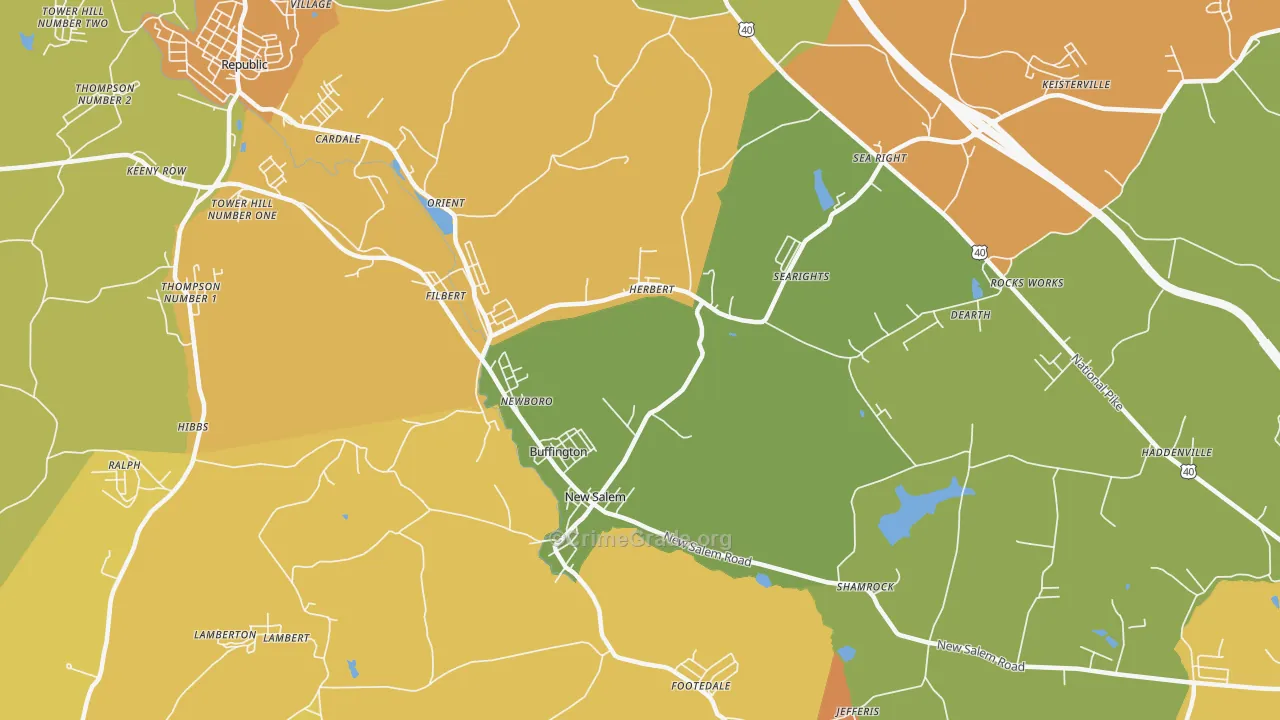 New Salem, PA Map of Arson Rates