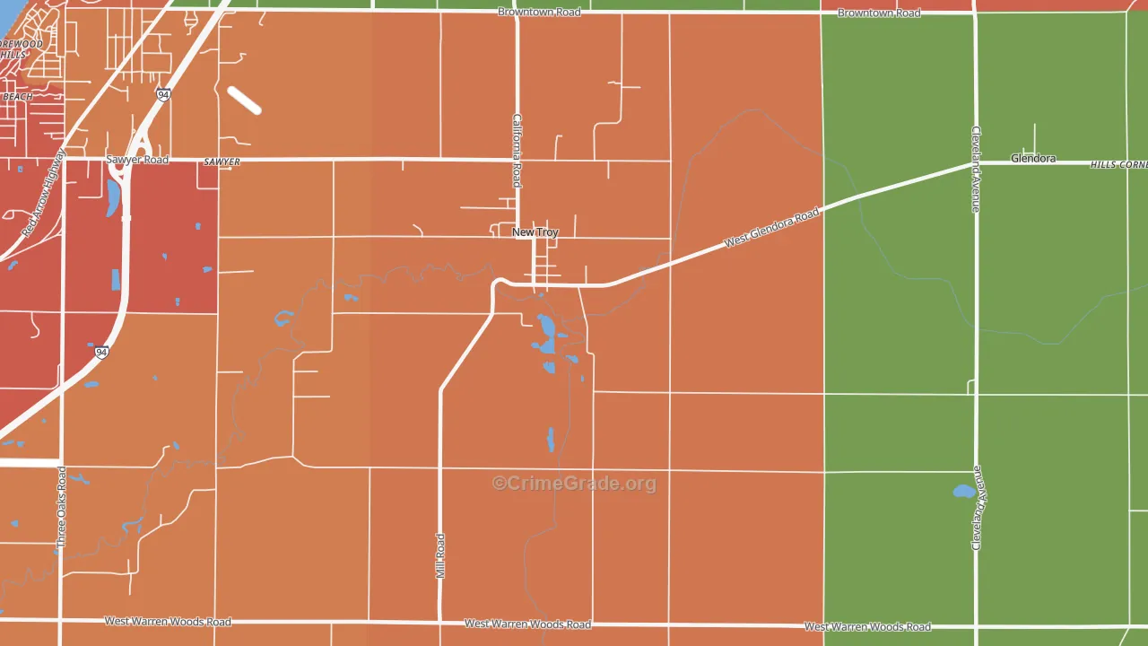 New Troy, MI Map of Arson Rates