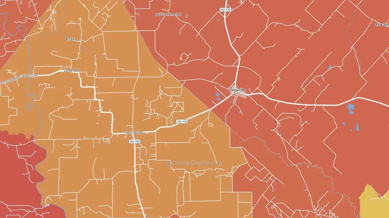 New Ulm, TX Map of Arson Rates