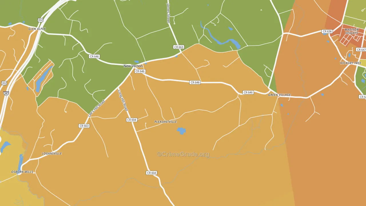 New Vernon, NJ Map of Arson Rates