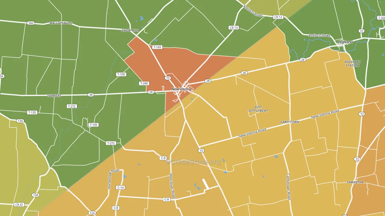New Vienna, OH Map of Arson Rates