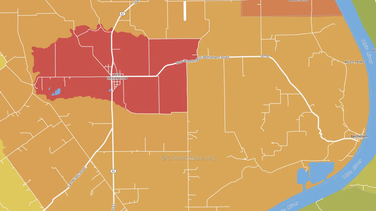 New Washington, IN Map of Arson Rates