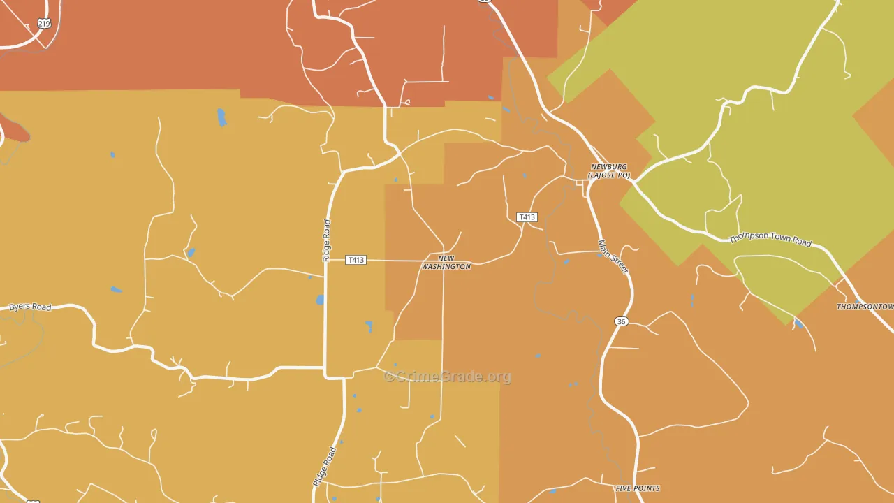 New Washington, PA Map of Arson Rates